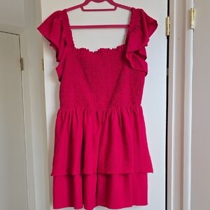 Express Vibrant Pink Ruffled Top